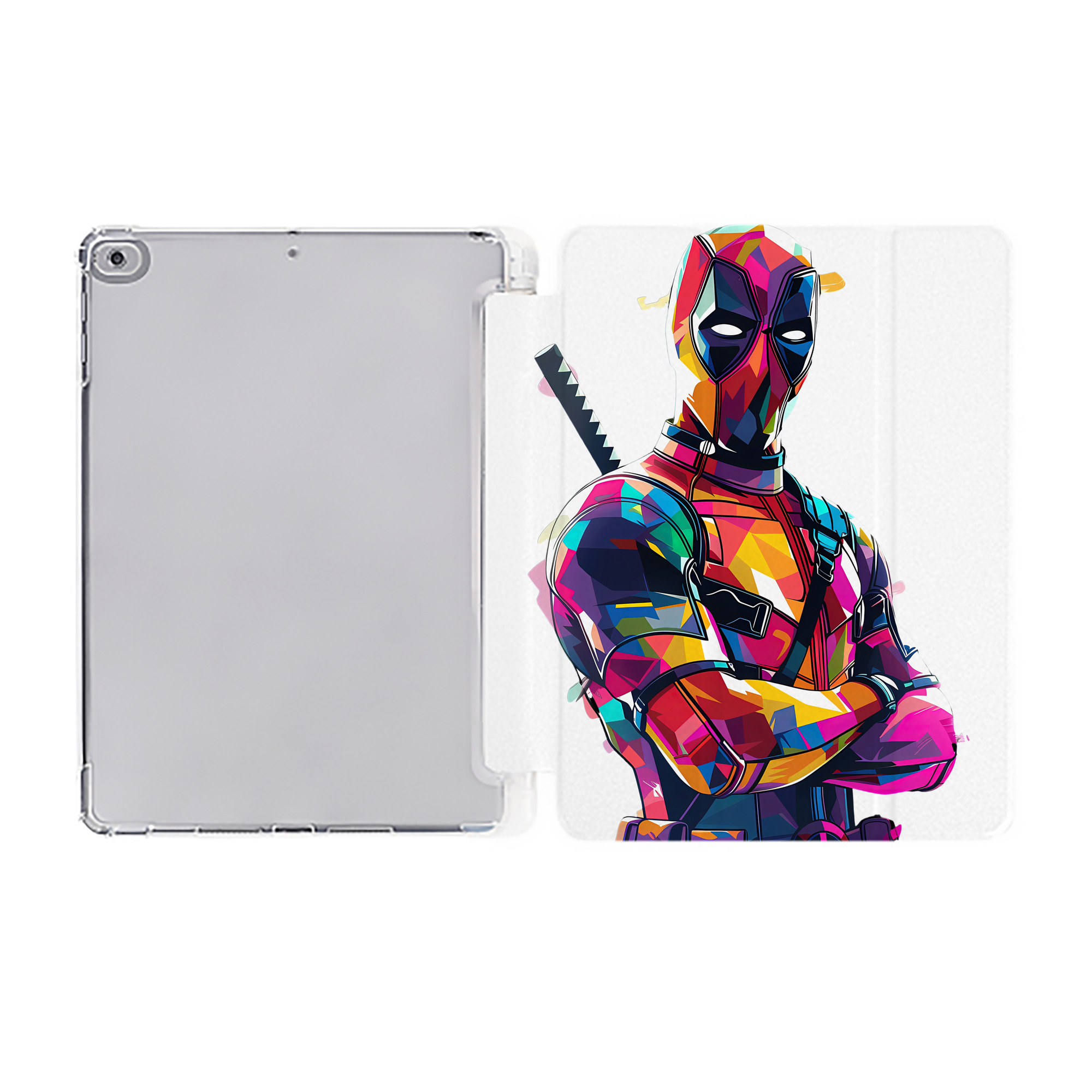 （画像用） Deadpool デッドプール IPad ケース ペン収納付き 三つ折りスタンド PUレザー×シリコン 対応機種9.5/10.5/10.9インチ